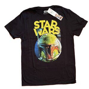 STAR WARS Boba Fett MENS T SHIRT Medium BLACK with GRAPHIC Short Sleeve  1063A